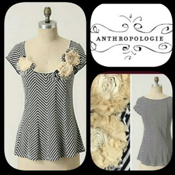 ANTHROPOLOGIE-LITTLE Yellow Button Top Floral 3D Blouse - Picture 1 of 8